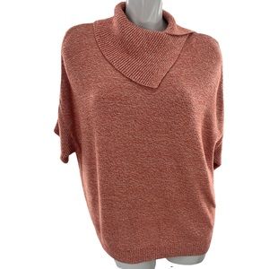 CAbi Foldover Neck Burnt Orange Sweater w/ Dolman Batwing Sleeves in Size Small